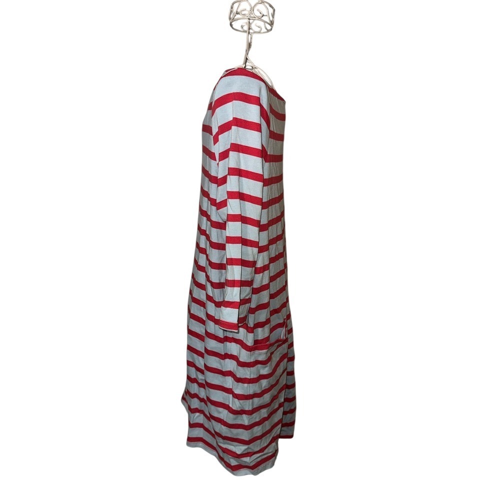 HATCH The Nines Striped Boat Neck Pocket Dress Red Light Blue Cotton size Medium - Picture 7 of 10